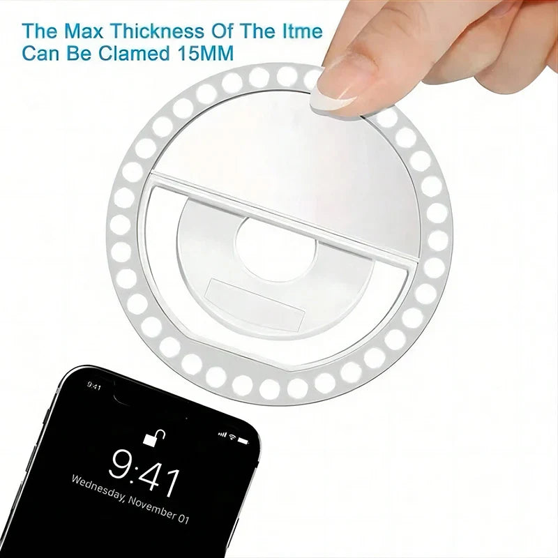 LED anneau de Selfie lumineux, éclairage de maquillage fantaisie, lampe de Selfie LED pour téléphones mobiles, veilleuse Photo, lampe de Selfie rechargeable