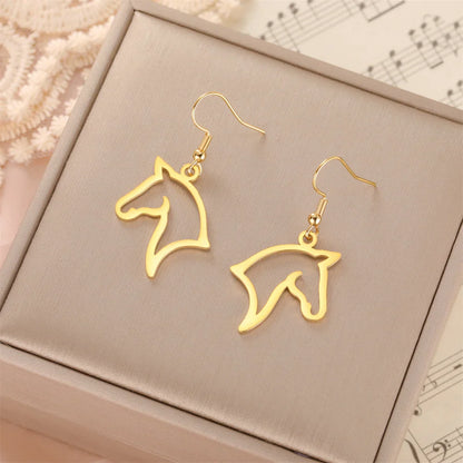 My Shape Boucles d'oreilles tête de cheval pour femme, acier inoxydable, goutte de cheval, boucle d'oreille pendante, bijoux amoureux, cadeaux du Nouvel An