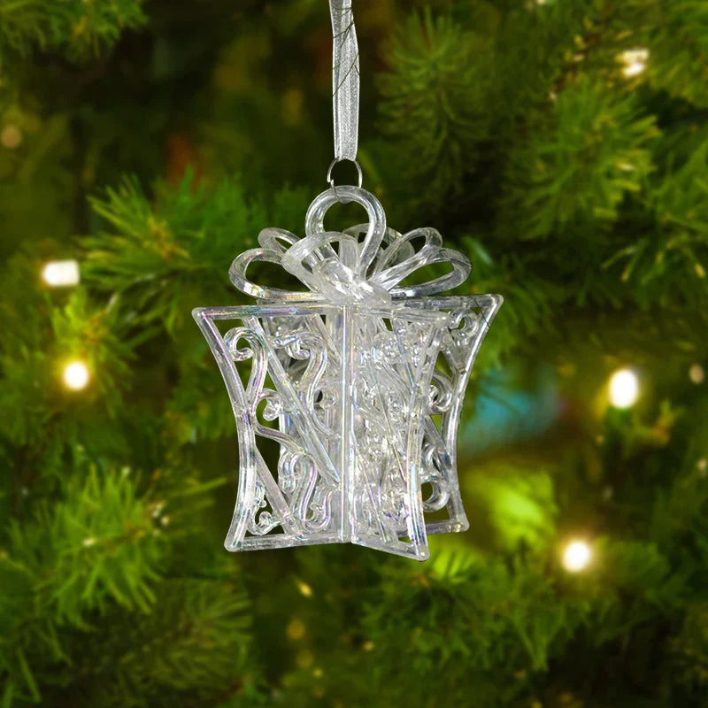 Arbre de noël Transparent flocon de neige suspendus ornements pendentif acrylique 2025 décoration de noël pour la maison cadeaux Navidad nouvel an 2026