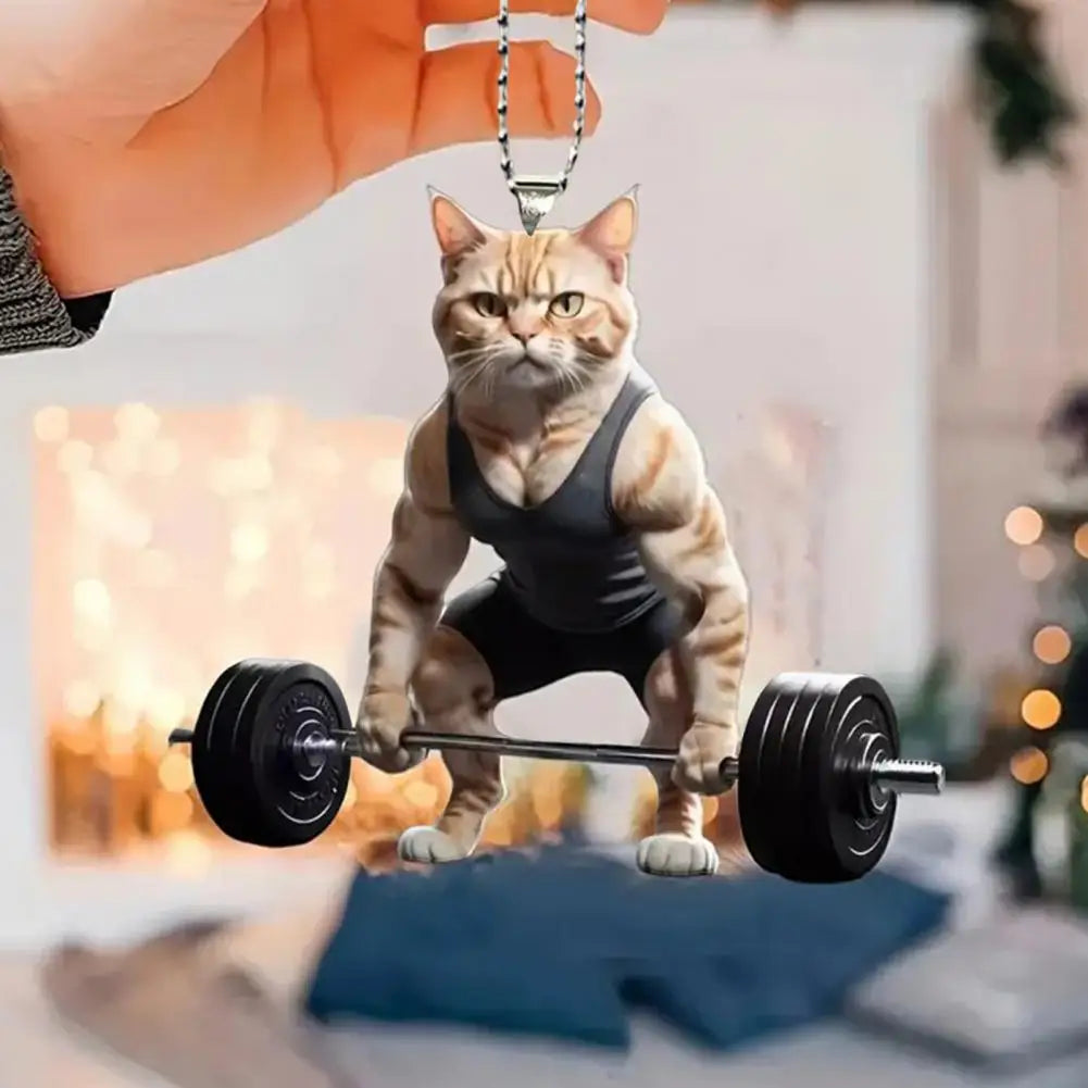 Pendentif Chat en Acrylique Décoration Suspendue avec Cordon Facile à Accrocher Breloque Ornement pour Rétroviseur Intérieur Accessoire Décoratif de Voiture 2D