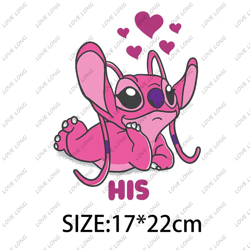 Stitch Love Cartoon Stickers  Iron-on Transfers for Clothing Firm and Fadeless  Stickers Easy to Use DIY Decoration
