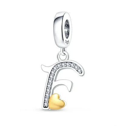 925 Sterling Silver Initial Charm with CZ Sparkle