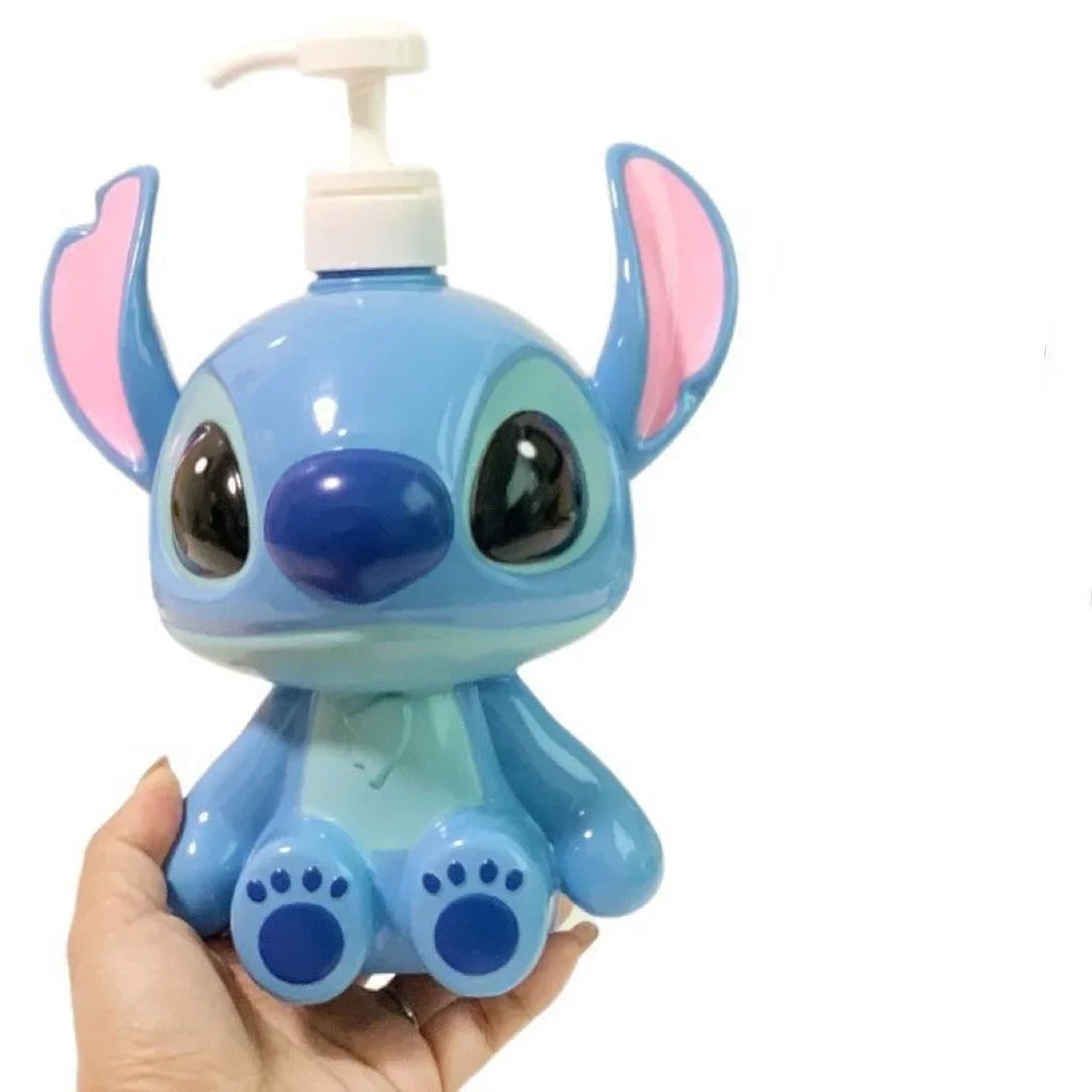 Stitch Sitting Position Lotion Bottle Refillable Pump Container for Shampoo Body Wash Cute Cartoon Travel Dispenser Bathroom Use