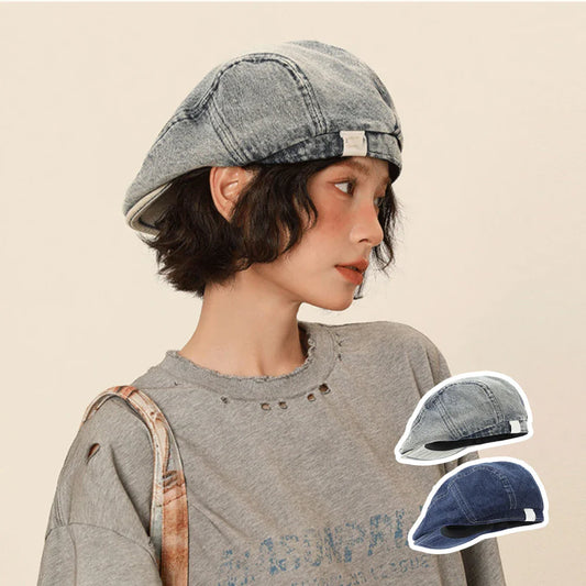 Béret de Cowboy en Denim pour femmes, chapeau de journal britannique décontracté, casquette flatcap, accessoire de mode