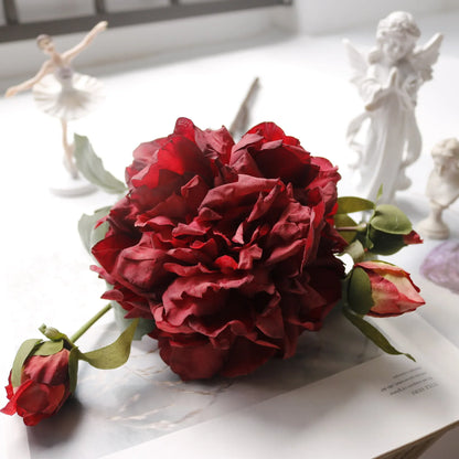 Grand Bouquet de pivoines blanches haut de gamme, fleurs artificielles pour décoration de mariage, de maison, fausses fleurs pour le nouvel an, décorations d'automne