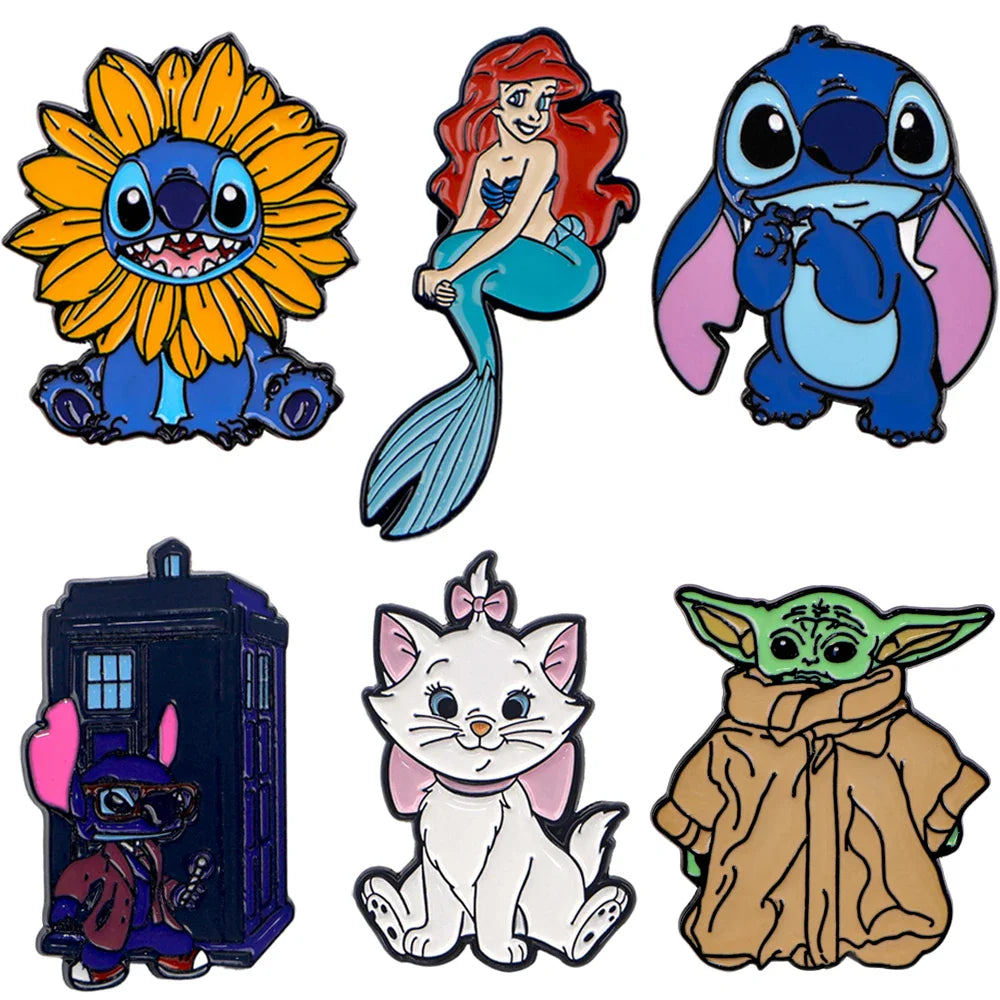 Adorables épinglettes Lilo et Stitch en émail, broches pour sac à dos, broches pour vêtements, badges, jolis accessoires de bijoux