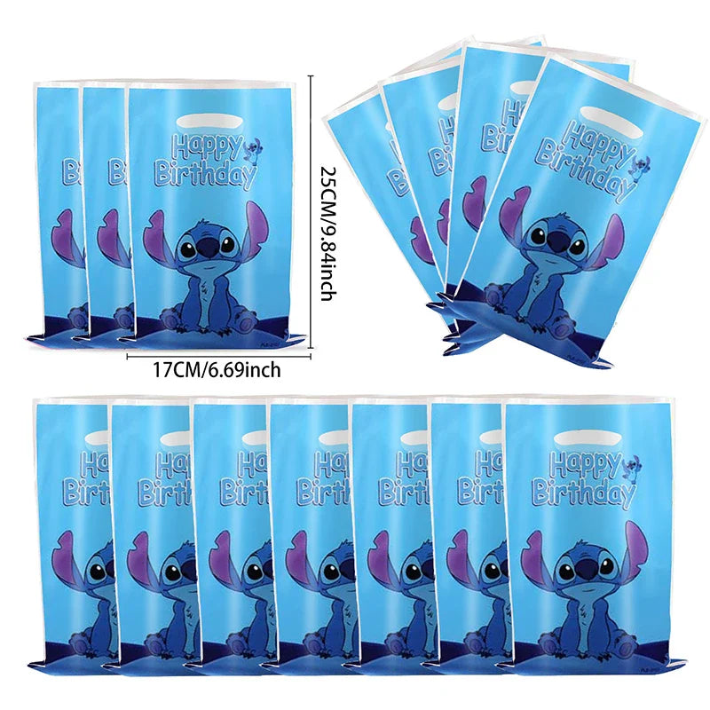 30 sacs cadeaux de fête Lilo & Stitch bleus et roses avec poignées, sacs de fête à thème Lilo & Stitch, pour fête prénatale, anniversaire d'enfants, décoration
