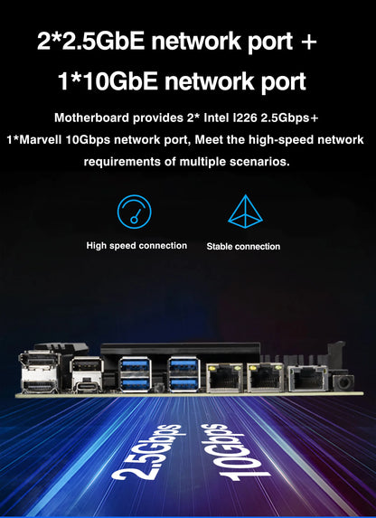 Erying NAS Gaming Motherboard CPU Combo i5 14500HX Core processor 4*NVME 12*SATA 4*DDR5 2*PCIe4.0 1*10G Network Lan Mainboard