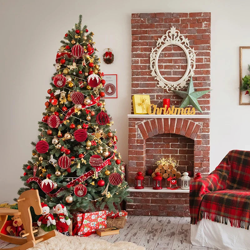 Grandes Boules de Noël Rouge de 8cm, Décorations pour la Maison, Cadeau de Nouvel An, 2024, 2025