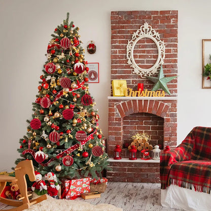 Grandes Boules de Noël Rouge de 8cm, Décorations pour la Maison, Cadeau de Nouvel An, 2024, 2025