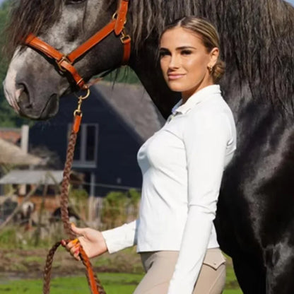 MXLLINA Tee-shirts d'équitation bordeaux femme hauts équestres doux à manches longues pour femme cavalière chemise de base vêtement