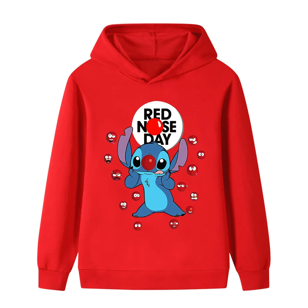 Stitch Fashion Cartoon Hoodies for Girls and Boys, Warm Autumn and Winter Children's Sweatshirts, Fashionable and Versatile Tops