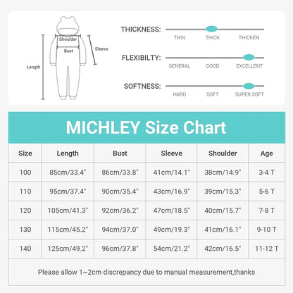 MICHLEY Pyjama grenouillère en flanelle pour Halloween, hiver, avec capuche, pour enfants, déguisement familial, combinaison de nuit, robe de chambre pour garçons et filles