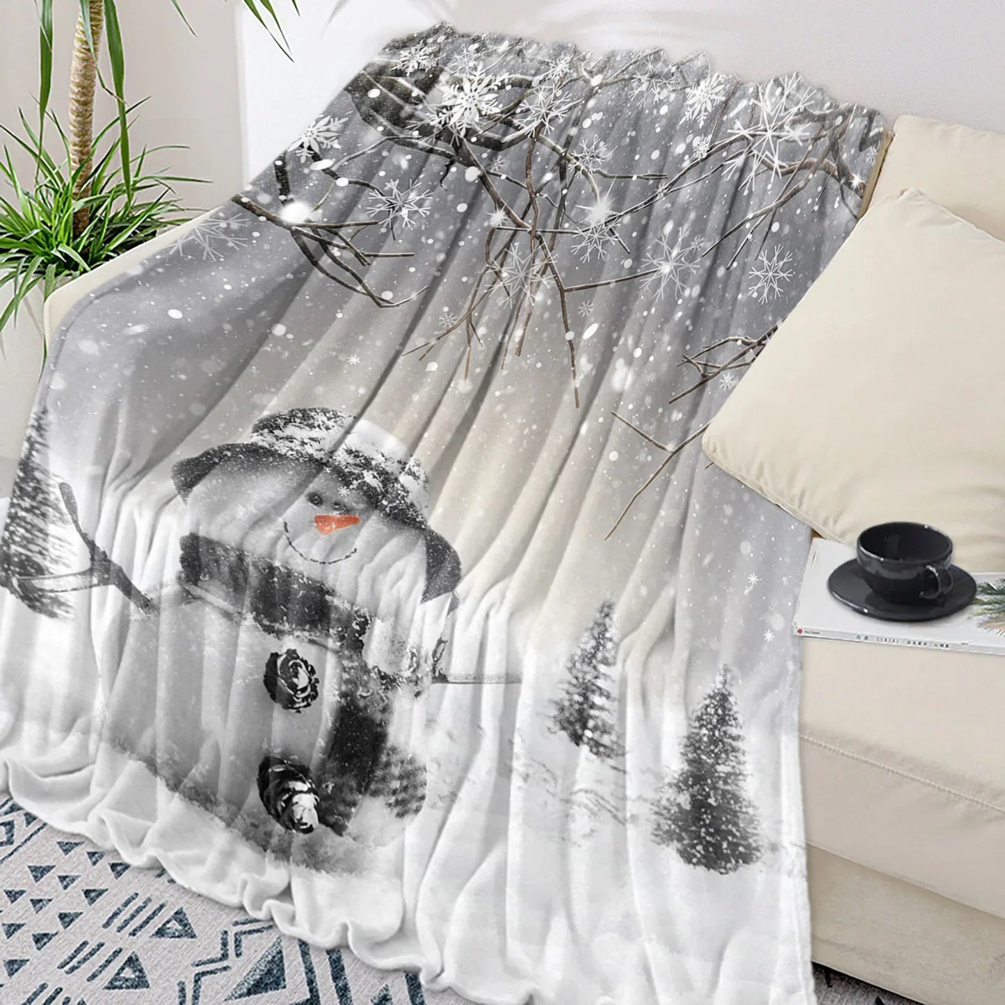 Christmas Snowflake Red Throw Blanket Portable Warm Blanket Blankets For Beds Home Decor Sofa Blanket