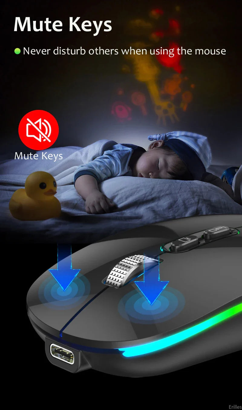 Dual Mode 2.4G Wireless Mouse One-Click Desktop Function Type-C Rechargeable Silent Backlight Mice for Laptop PC New