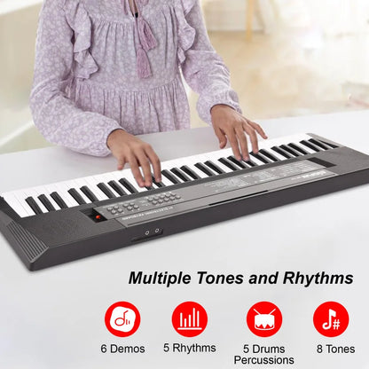 BIGFUN-Clavier électronique à 61 touches pour touristes, piano, haut-parleurs, 8 tons, 5 dangthms, 5 tambours, percussion, tension, 6 démonstration, musique