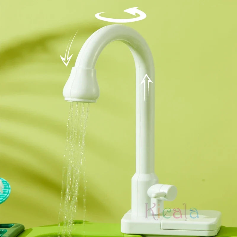 Kids Kitchen Sink Toys Electric Dishwasher Playing Toy With Running Water Pretend Play Food Fishing Toy Role Playing Girls Gift