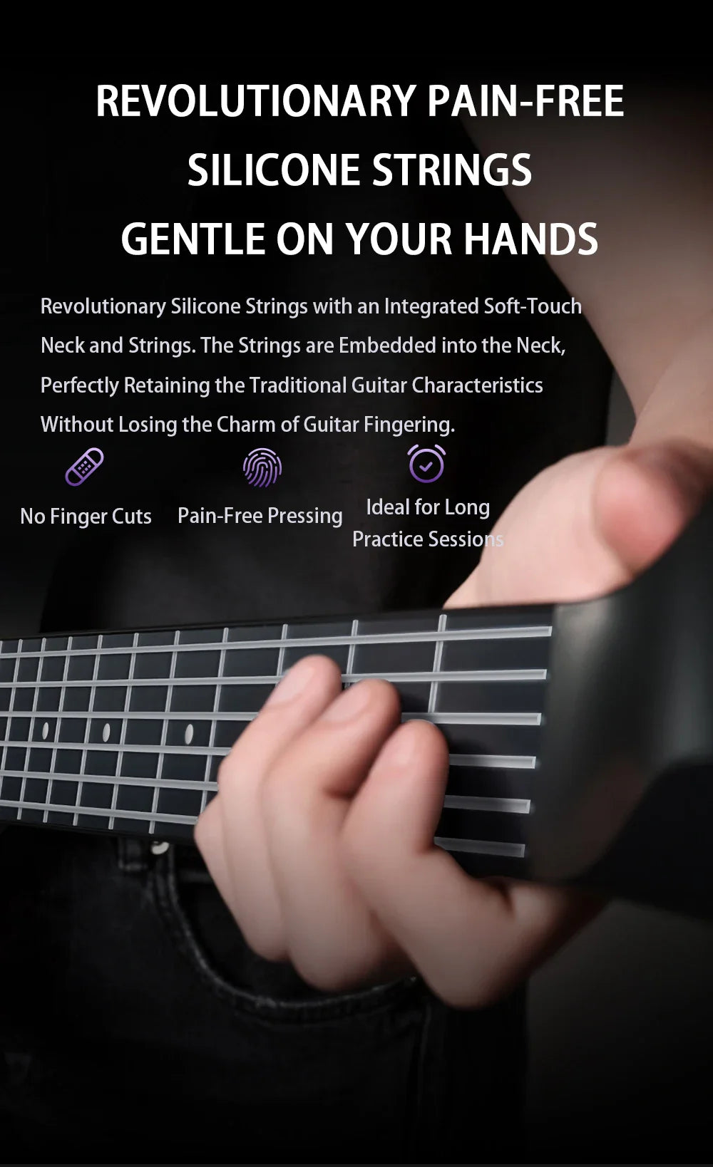 AeroBand – guitare électrique détachable, corde en Silicone indolore, tout-en-un, 9 Styles sonores, basse acoustique avec port micro