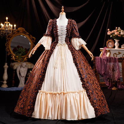 Robe de bal Marie-Antoinette géorgienne en satin, robe de soirée victorienne pour femme