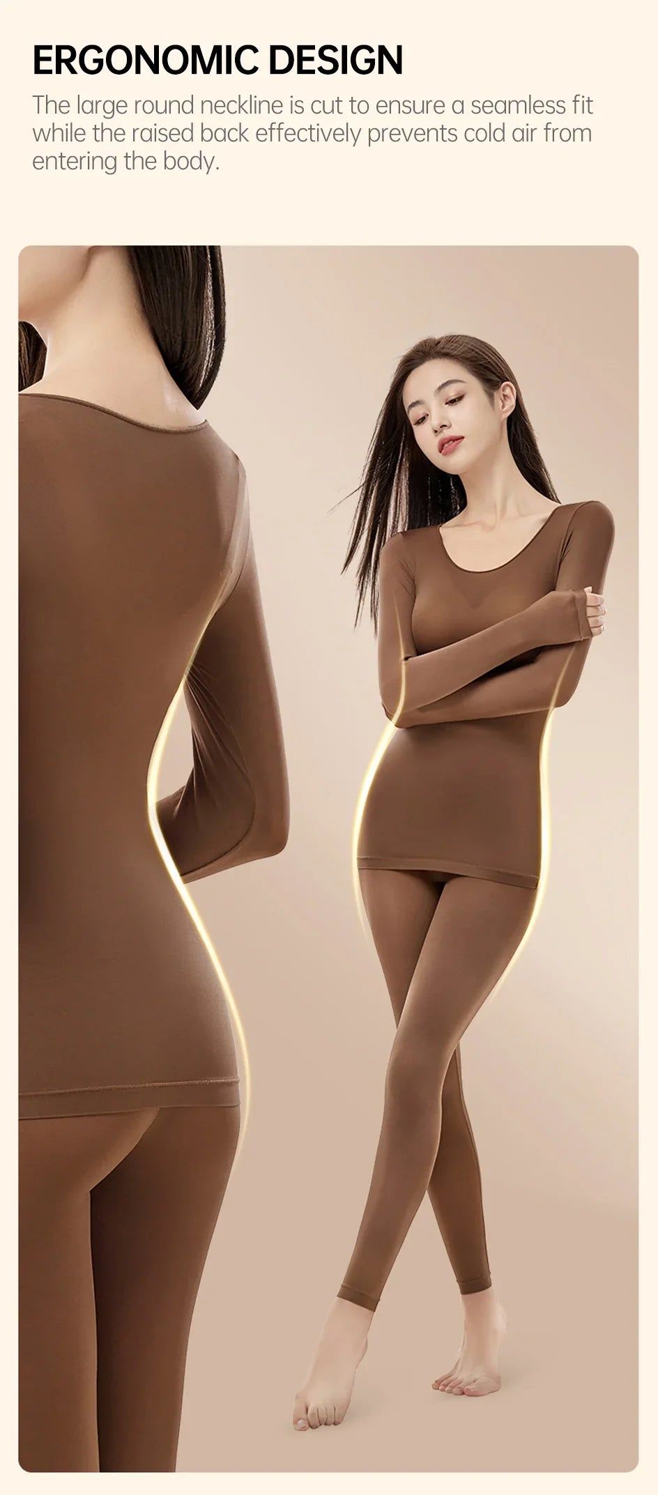 POKARLA 1 ensemble de sous-vêtements thermiques chauds intimes Sexy longs Johns femmes en forme de ensembles femme col moyen vêtements de mise en forme thermique