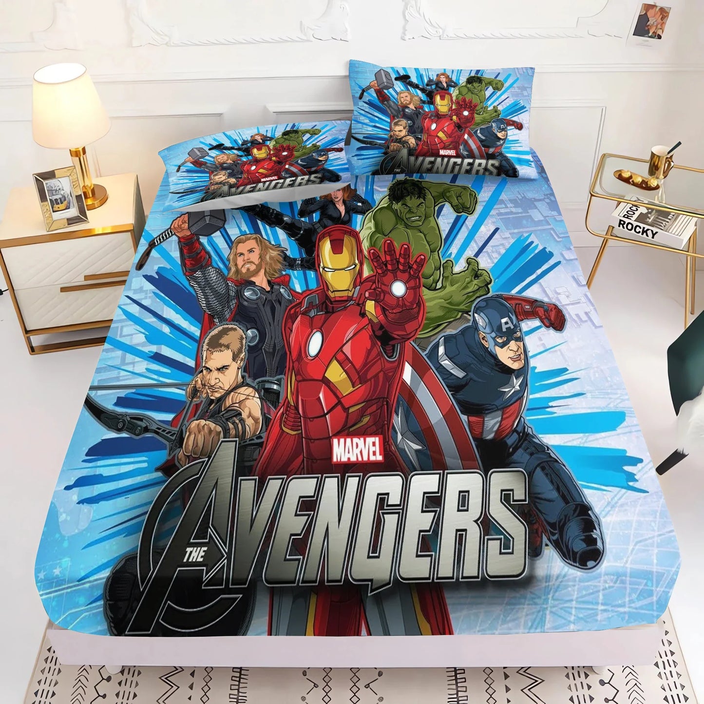 Marvel's Avengers 2/3pcs Bedding Set Fitted Sheet Printed 100% Polyester Anime Home Decor Suitable For Children And Adults