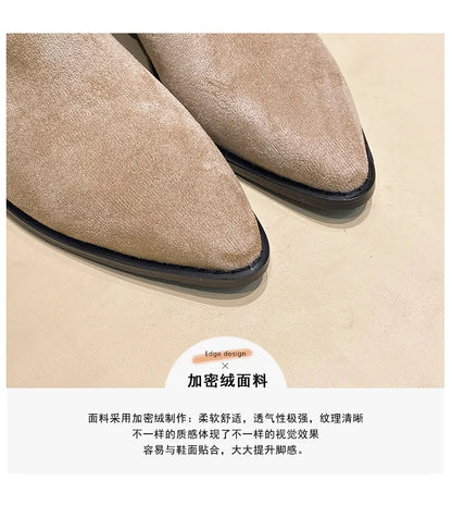Matte Leather Gothic Western Cowboy Boots Women's Fashion Autumn New Style Pointed Toe Lace-up Retro High Top Flat Heel Boots