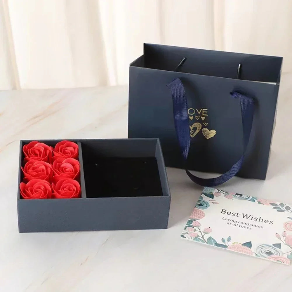 Boîte à bijoux Rose, boîte à bagues à Six fleurs, cadeau de saint-valentin, boîte d'emballage de bijoux, pendentif, collier, cadeaux d'anniversaire pour femme et maman