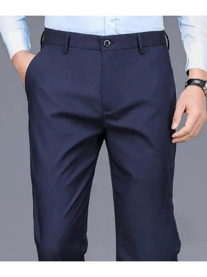 TRAF Autumn And Winter Thick Men's Fashion Comfortable Casual Long Pants Four-Sided Elastic Pants Loose Straight Leg Suit Pants