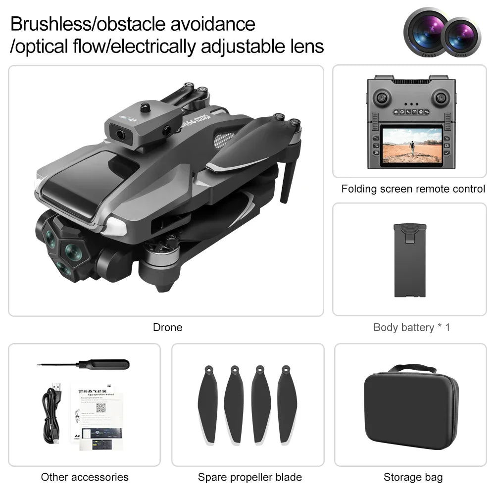 Drone professionnel 4K, double caméra, moteur sans balais, pour éviter les obstacles, hélicoptère RC, quadrirotor pliable