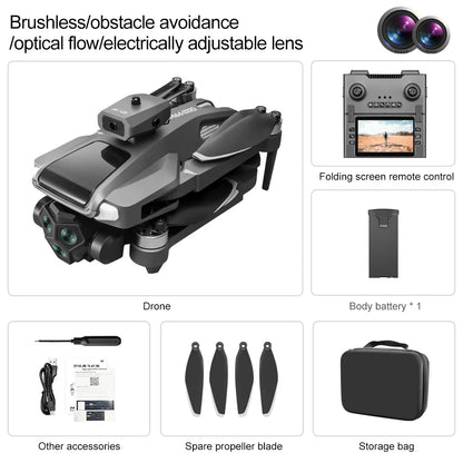 Drone professionnel 4K, double caméra, moteur sans balais, pour éviter les obstacles, hélicoptère RC, quadrirotor pliable