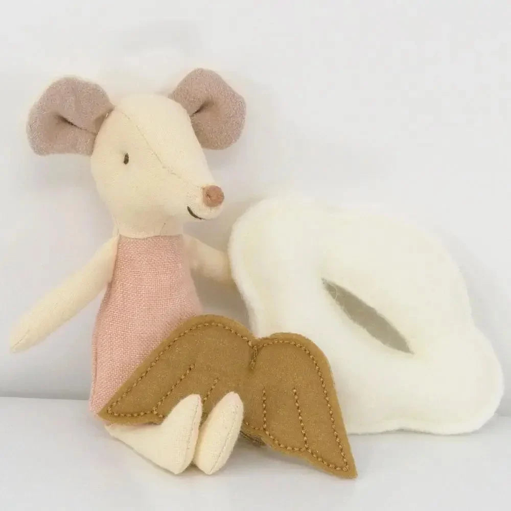 12 cm Mini ange souris dans le livre cadeau de noël nouvel an fait à la main mignon petite fée souris jouet avec nuage boîte-cadeau coton couture poupée