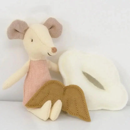 12 cm Mini ange souris dans le livre cadeau de noël nouvel an fait à la main mignon petite fée souris jouet avec nuage boîte-cadeau coton couture poupée