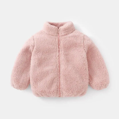 Manteau en peluche de couleur unie pour enfants, automne-hiver, chaud, pour bébés filles et garçons, veste décontractée, pardessus, vêtements pour enfants, vêtements d'extérieur pour tout-petits