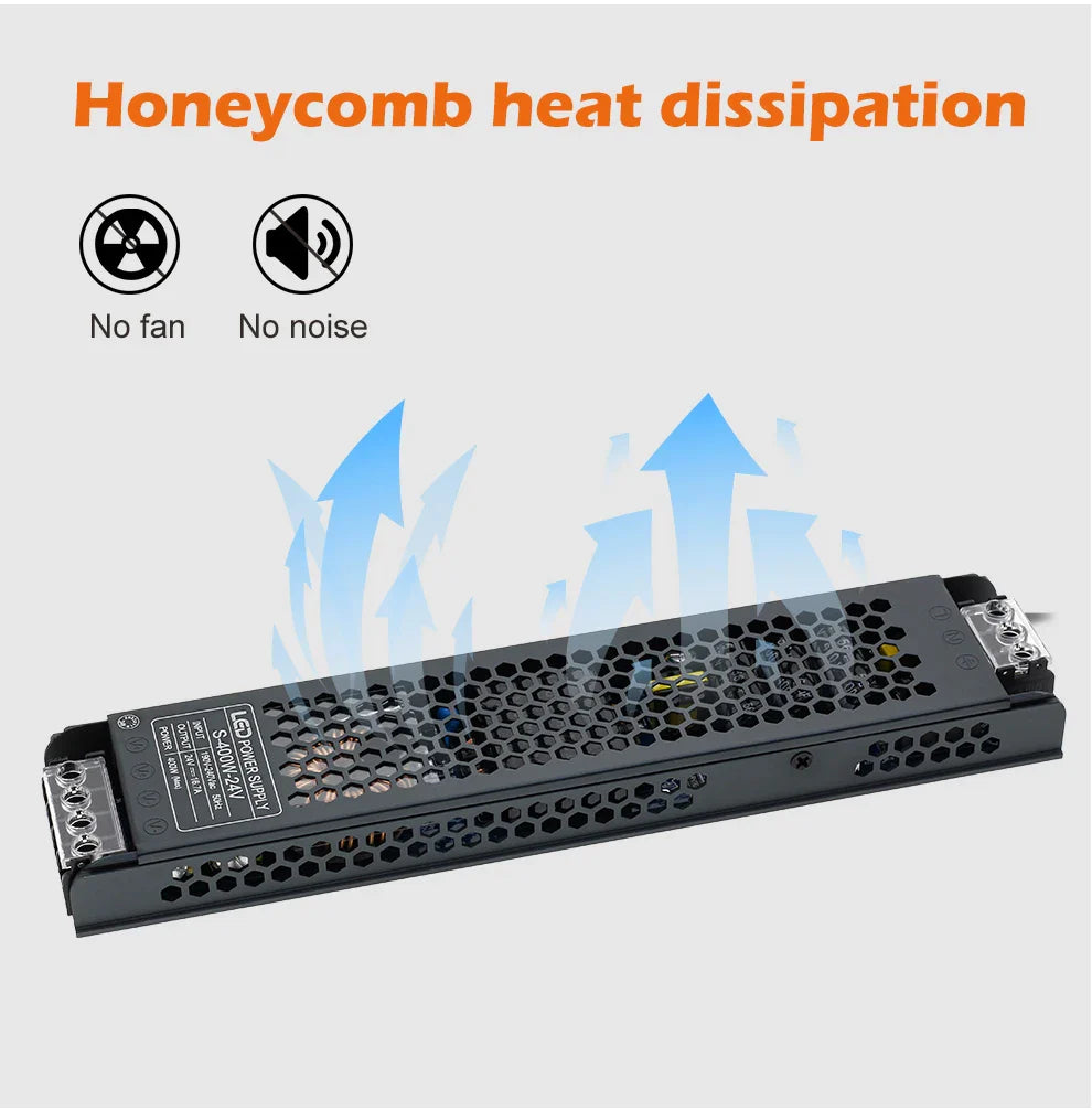 Transformateur d'éclairage LED, pilote 12V/24V, Source d'alimentation silencieuse 60W 100W 200W 300W 400W 190-240V, adaptateur convertisseur de bande LED