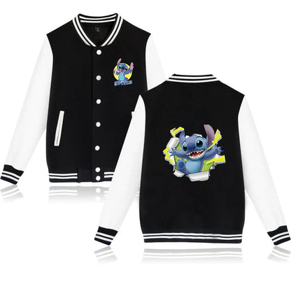 Lilo Stitch Baseball Jacket Men Women Hip Hop Harajuku Jackets Streetwear Kids Boys Girls Loose College Coats