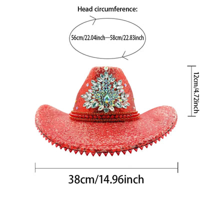 HongLuan Western rouge luxe Cowboy chapeau strass femme pour Cowgirl Costume, Cowboy chapeaux femmes et Cowboy accessoires pour homme