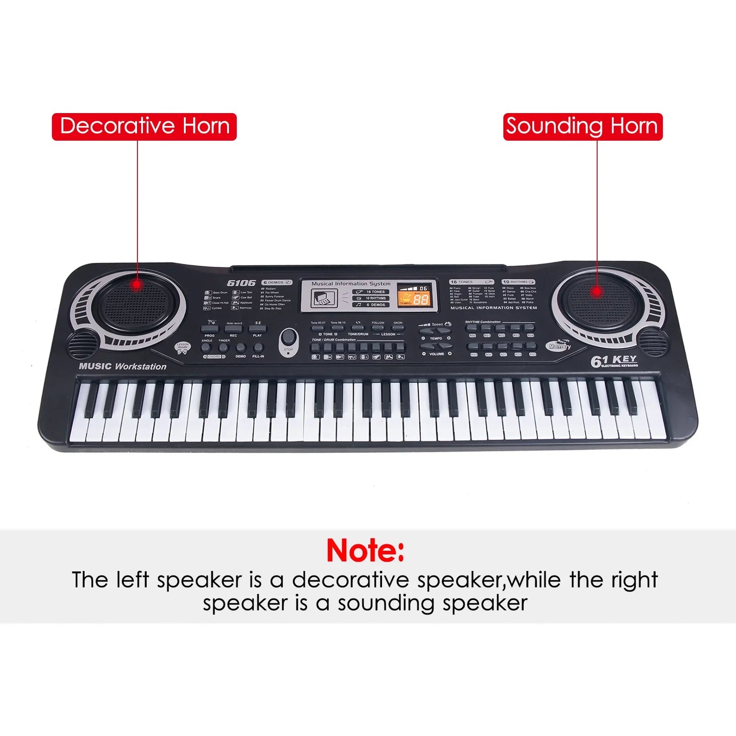 61 touches noir musique numérique clavier électronique Piano électrique enfants Instrument de musique