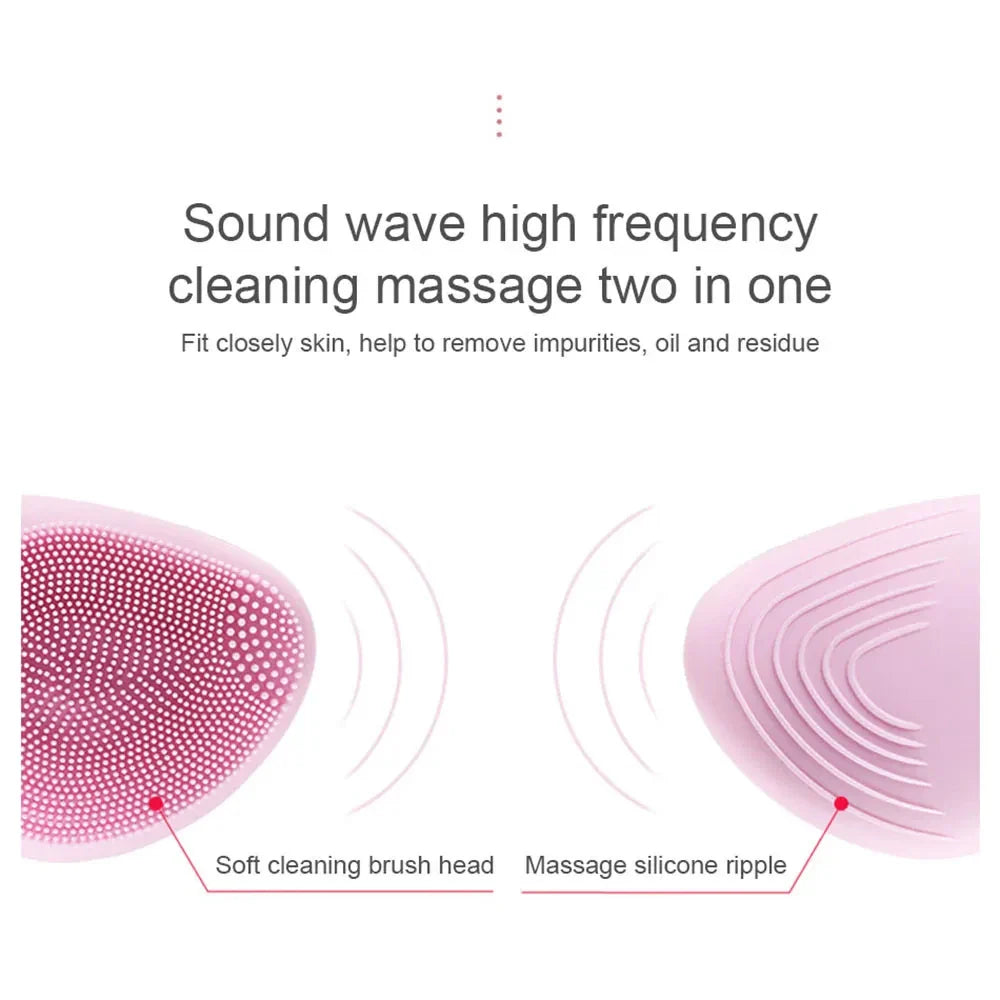 Mini Electric Face Washer Cleanser Silicone Facial Cleanser Waterproof Rechargeable Ultrasonic Pore Facial Cleaner