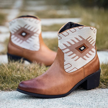 Cowboy Classic Fashionable Embroidered Pull On Boots with Wide Square Toe Western Retro Boot Durable 2025 Boots For Men