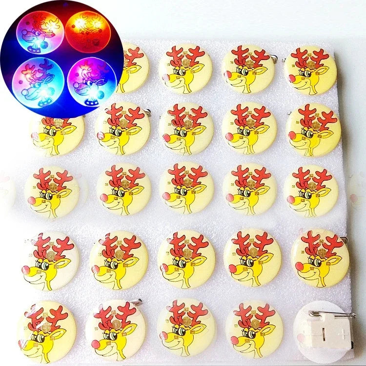 25pcs Broche Lumineux LED Clignotant Amour Fête Dessin Animé Badge Lumineux Cadeau Cosplay Noël Mariage Festival Halloween