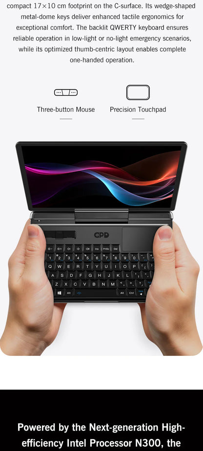 Nouvel ordinateur portable 7 pouces GPD MicroPC 2 Intel® Core™ i3-N300 16GB/512GB Portable Ordinateur Portable Windows 11