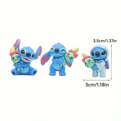 2025 Mini 6-piece Stitch Cute Cartoon Character Anime PVC Model Series Desktop Decoration Birthday Christmas Gift Stitch Toy