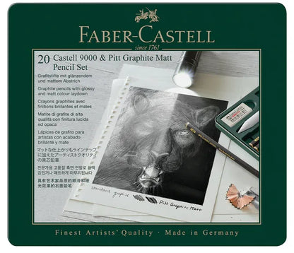 Faber-Castell PITT GRAPHITE MATT et CASTELL 9000 Boîte de 20