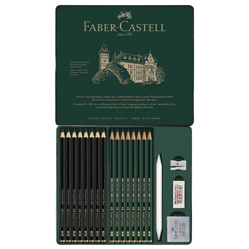 Faber-Castell PITT GRAPHITE MATT et CASTELL 9000 Boîte de 20