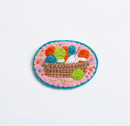 Hawthorn Handmade Knitting Basket Brooch Felt Craft Kit