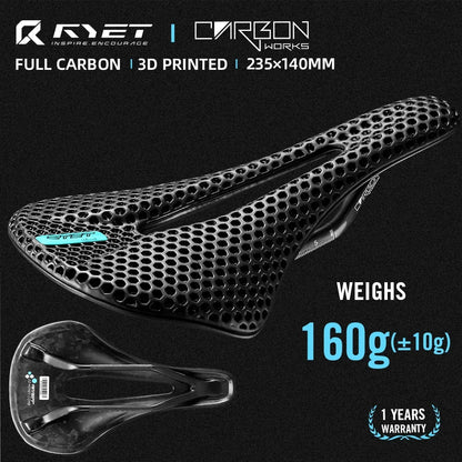 RYET vélo selle en carbone 3D selle imprimée 140mm 7x9mm Rail rond super léger route vtt course vélo siège selles coussin pièces