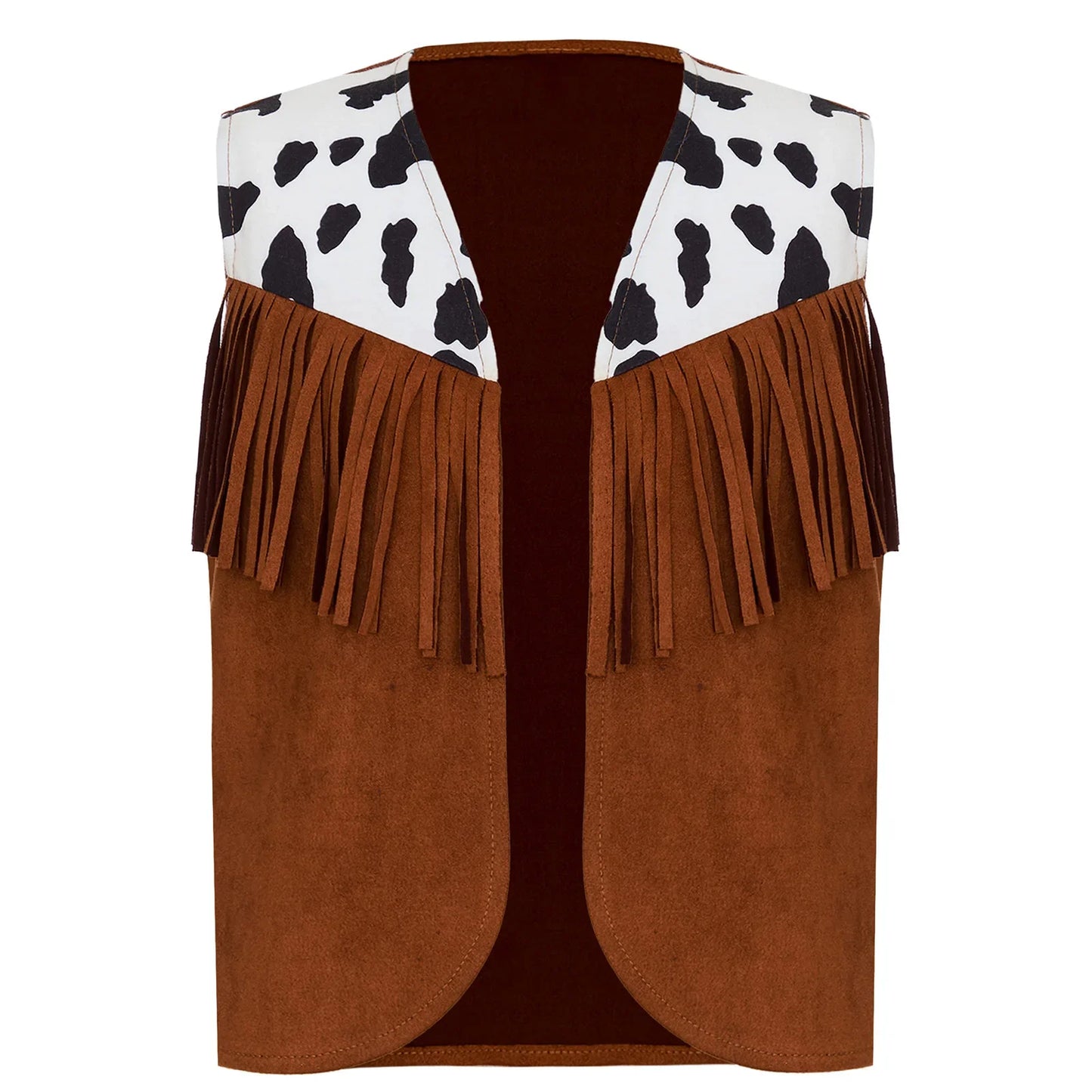Enfants enfant Halloween Western Cowboy Cowgirl Cosplay Costume imprimé vache gilet à pampilles et ensemble de pantalon évasé Carnaval fête habiller