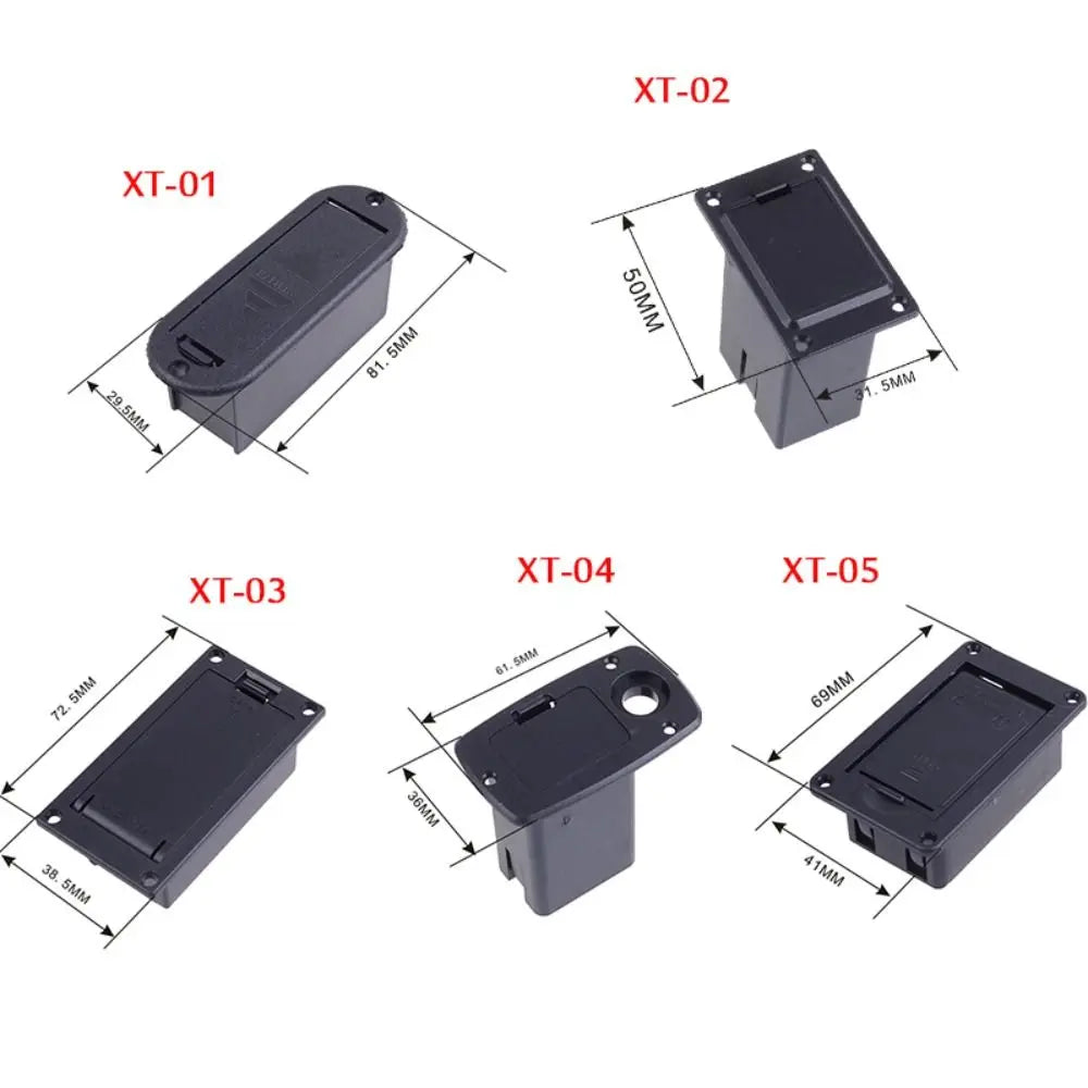 Boîte de batterie de micro de guitare noire Durable, support de batterie en plastique 9V, boîte de rangement de pièces de guitare, boîtier de batterie
