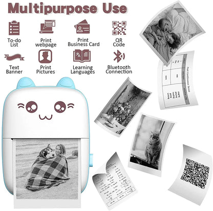 Mini Photo Pocket Printer Portable Ink-free Thermal 57mm Sticker Trans Paper Wireless BT 200dpi Android IOS Printing Machine