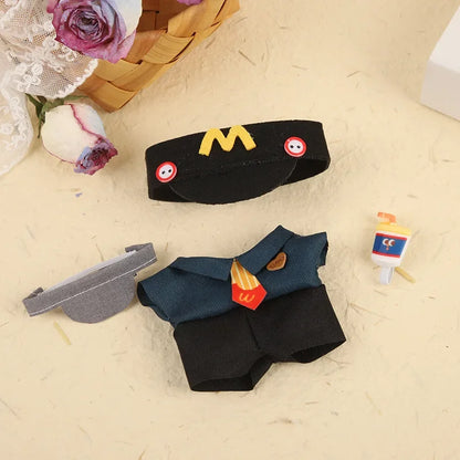 Labubu 17cm Clothes Outfit Accessories For Labubu Dolls Clothing Kids Gift French Fries Apron And M Hat Work Uniforms FF15G